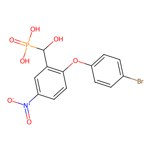 ((2-(4-Bromophenoxy)-5-nitrophenyl)(hydroxy)methyl)phosphonic acid structure