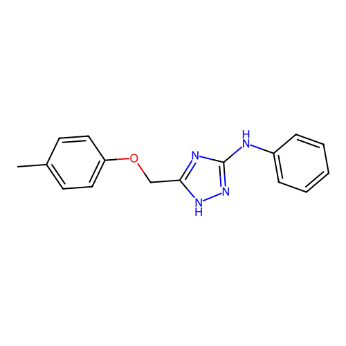 3-[(4-methylphenoxy)methyl]-N-phenyl-1H-1,2,4-triazol-5-amine structure