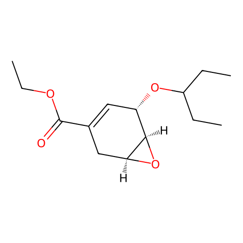 ethyl (1S,5S,6S)-5-(pentan-3-yloxy)-7-oxabicyclo[4.1.0]hept-3-ene-3-carboxylate structure