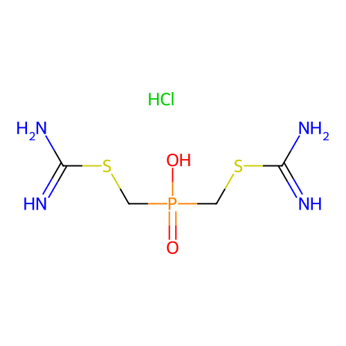 Bis(carbamimidoylsulfanylmethyl)phosphinic acid;hydrochloride structure