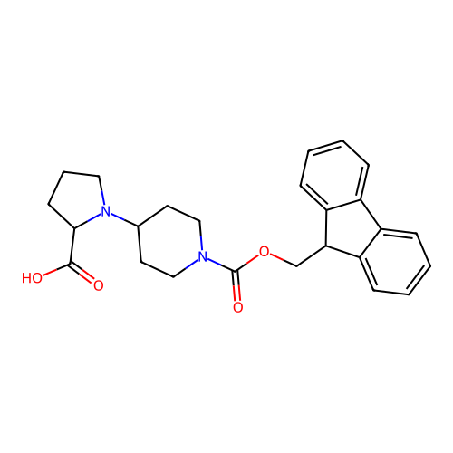 (S)-1-(1-(((9H-Fluoren-9-yl)methoxy)carbonyl)piperidin-4-yl)pyrrolidine-2-carboxylic acid structure