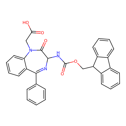 Fmoc-3-amino-2,3-dihydro-2-oxo-5-phenyl-1H-1,4-benzodiazepine-1-acetic acid structure