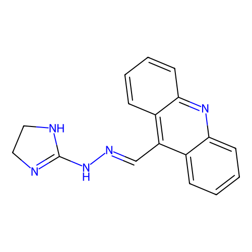 9-Acridinecarboxaldehyde, (4,5-dihydro-1H-imidazol-2-yl)hydrazone structure