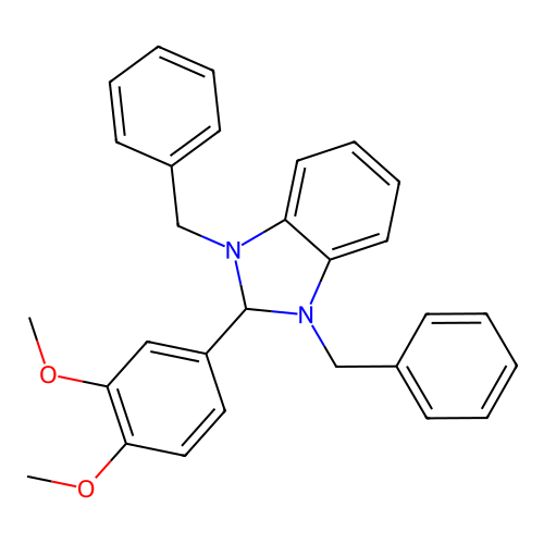 1,3-dibenzyl-2-(3,4-dimethoxyphenyl)-2,3-dihydro-1H-benzimidazole structure
