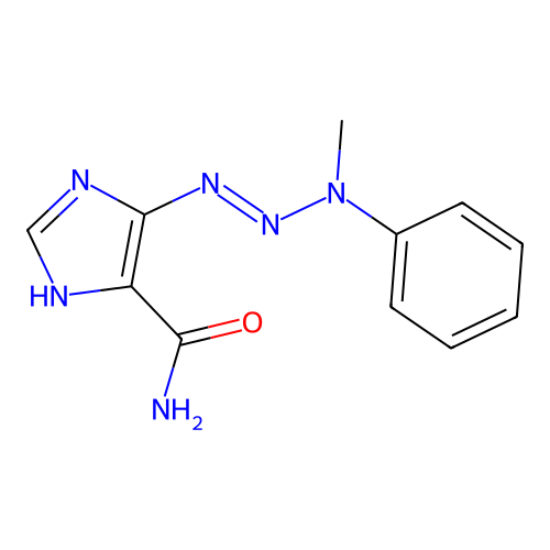 4-[(N-methylanilino)diazenyl]-1H-imidazole-5-carboxamide structure