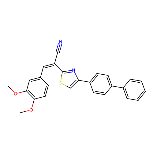 2-[4-(4-Biphenylyl)-1,3-thiazol-2-yl]-3-(3,4-dimethoxyphenyl)acrylonitrile structure