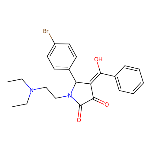 (4E)-5-(4-bromophenyl)-1-(2-diethylaminoethyl)-4-[hydroxy(phenyl)methylidene]pyrrolidine-2,3-dione structure