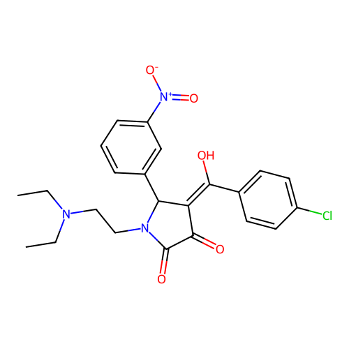(4E)-4-[(4-chlorophenyl)-hydroxymethylidene]-1-(2-diethylaminoethyl)-5-(3-nitrophenyl)pyrrolidine-2,3-dione structure