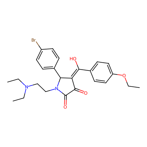 (4E)-5-(4-bromophenyl)-1-(2-diethylaminoethyl)-4-[(4-ethoxyphenyl)-hydroxymethylidene]pyrrolidine-2,3-dione structure