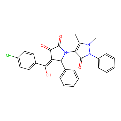 4-(3-(4-chlorobenzoyl)-4-hydroxy-5-oxo-2-phenyl-2,5-dihydro-1H-pyrrol-1-yl)-1,5-dimethyl-2-phenyl-1H-pyrazol-3(2H)-one structure