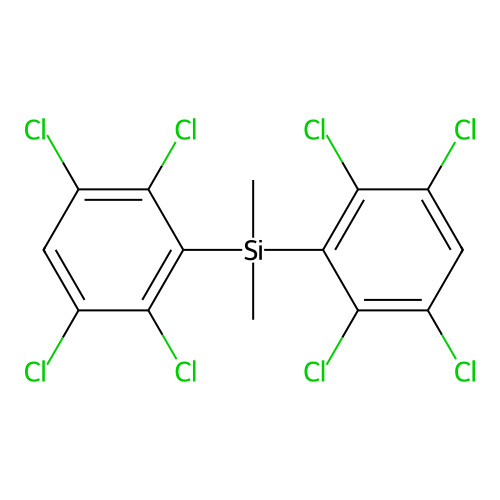 Dimethyl[bis(2,3,5,6-tetrachlorophenyl)]silane structure