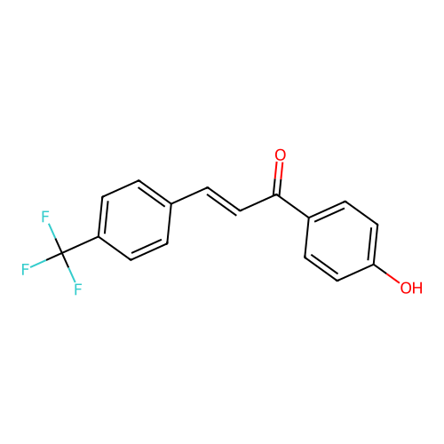(E)-1-(4-hydroxyphenyl)-3-[4-(trifluoromethyl)phenyl]prop-2-en-1-one structure
