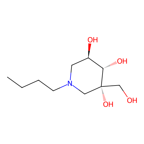 (3S,4S,5R)-1-butyl-3-(hydroxymethyl)piperidine-3,4,5-triol structure