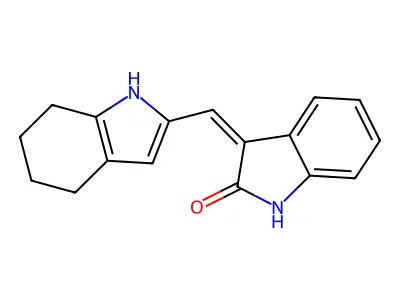 3-((4,5,6,7-Tetrahydro-1H-indol-2-yl)methylene)indolin-2-one structure
