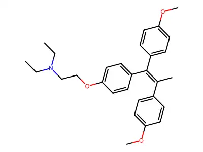 2-(p-(1,2-Bis(p-methoxyphenyl)propenyl)phenoxy)triethylamine citrate hydrate structure