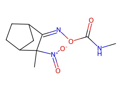 [(3-methyl-3-nitro-2-bicyclo[2.2.1]heptanylidene)amino] N-methylcarbamate structure