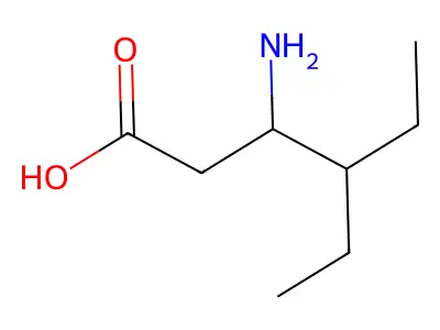 (3S)-3-amino-4-ethylhexanoic acid structure