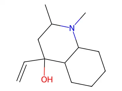 4-Quinolinol, 4-ethenyldecahydro-1,2-dimethyl-, (2alpha,4beta,4aalpha,8abeta)- structure