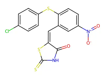 5-[[2-[(4-Chlorophenyl)thio]-5-nitrophenyl]methylene]-2-thioxo-4-thiazolidinone structure