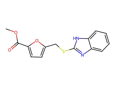 Methyl 5-[(1H-benzimidazol-2-ylthio)methyl]-2-furancarboxylate structure