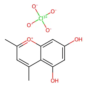 1-Benzopyrylium, 5,7-dihydroxy-2,4-dimethyl-, perchlorate structure