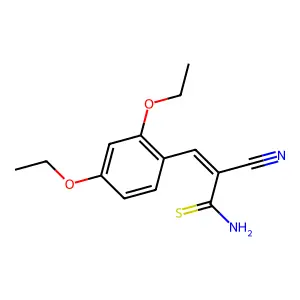 (Z)-2-cyano-3-(2,4-diethoxyphenyl)prop-2-enethioamide structure