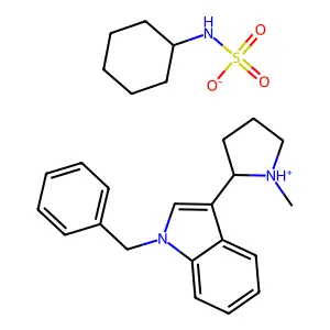 Cyclohexylsulfamic acid--1-benzyl-3-(1-methylpyrrolidin-2-yl)-1H-indole (1/1) structure