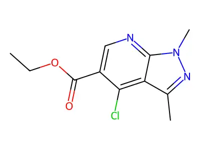 ethyl 4-chloro-1,3-dimethyl-1H-pyrazolo[3,4-b]pyridine-5-carboxylate structure