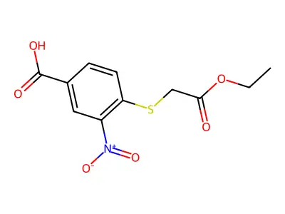 4-Ethoxycarbonylmethylsulfanyl-3-nitrobenzoic acid structure