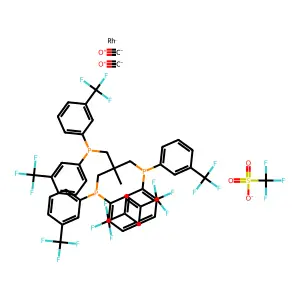 (Rh(CO)2(CF3PPP))(OTf) structure