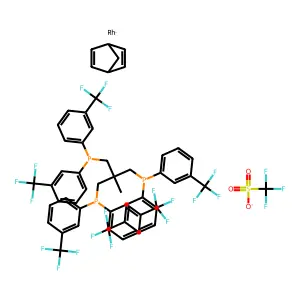 (Rh(NBD)(CF3PPP))(OTf) structure