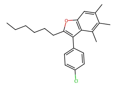 3-(4-Chlorophenyl)-2-hexyl-4,5,6-trimethylbenzofuran structure