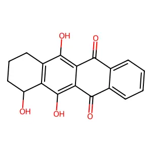 6,7,11-Trihydroxy-7,8,9,10-tetrahydrotetracene-5,12-dione structure