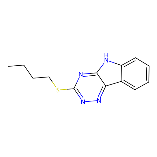 3-butylsulfanyl-5H-[1,2,4]triazino[5,6-b]indole structure