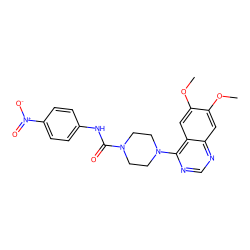 4-(6,7-dimethoxy-4-quinazolinyl)-N-(4-nitrophenyl)-1-piperazinecarboxamide structure
