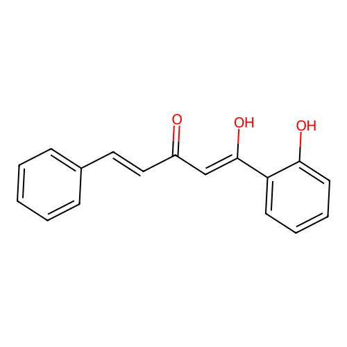 (4E)-1-hydroxy-1-(2-hydroxyphenyl)-5-phenylpenta-1,4-dien-3-one structure