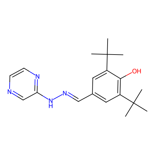 2,6-Ditert-butyl-4-[(pyrazin-2-ylhydrazinylidene)methyl]phenol structure