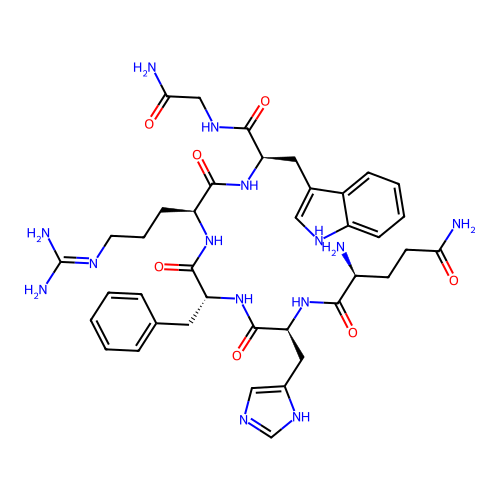 Glycinamide, L-glutaminyl-L-histidyl-D-phenylalanyl-L-arginyl-D-tryptophyl- structure