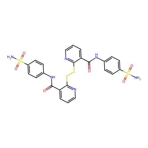 2,2'-disulfanediylbis(N-(4-sulfamoylphenyl)nicotinamide) structure