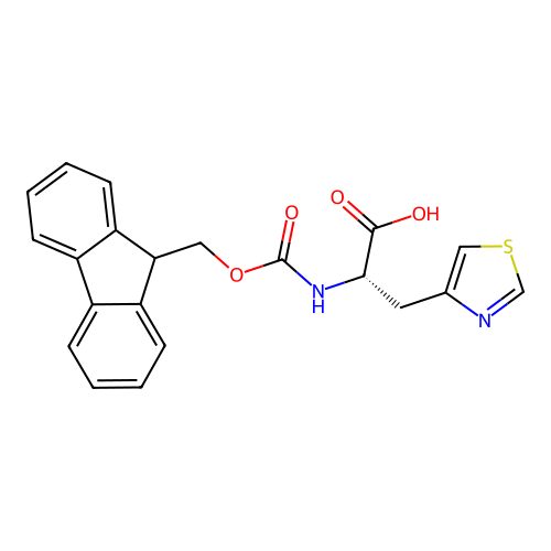 (S)-2-((((9H-Fluoren-9-yl)methoxy)carbonyl)amino)-3-(thiazol-4-yl)propanoic acid structure