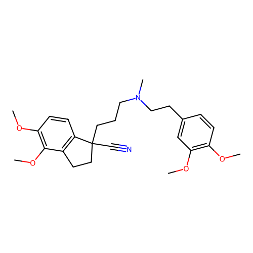 1-(3-((3,4-dimethoxyphenethyl)(methyl)amino)propyl)-4,5-dimethoxy-2,3-dihydro-1H-indene-1-carbonitrile structure