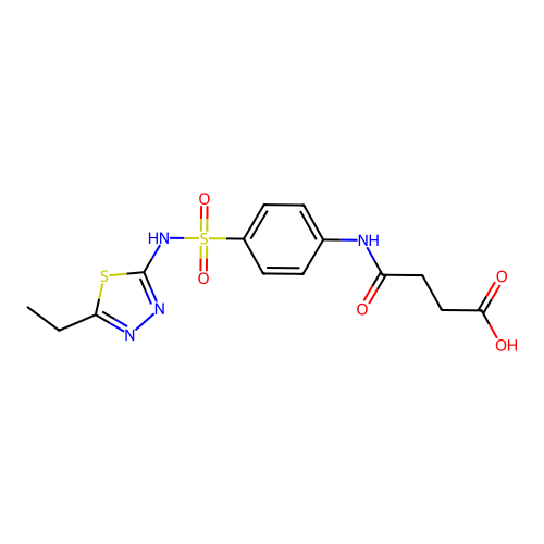 N-[4-(5-Ethyl-[1,3,4]thiadiazol-2-ylsulfamoyl)-phenyl]-succinamic acid structure