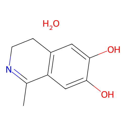 1-Methyl-6,7-dihydroxy-3,4-dihydroisoquinoline monohydrate structure