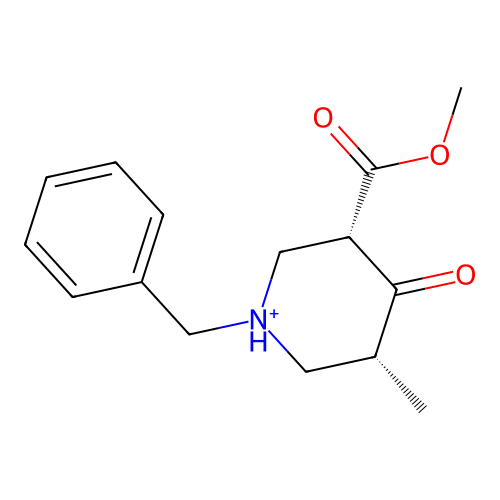 methyl (3S,5R)-1-benzyl-5-methyl-4-oxopiperidin-1-ium-3-carboxylate structure