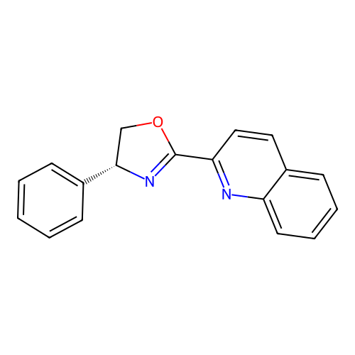 2-((4R)-4,5-Dihydro-4-phenyl-2-oxazolyl)quinoline structure