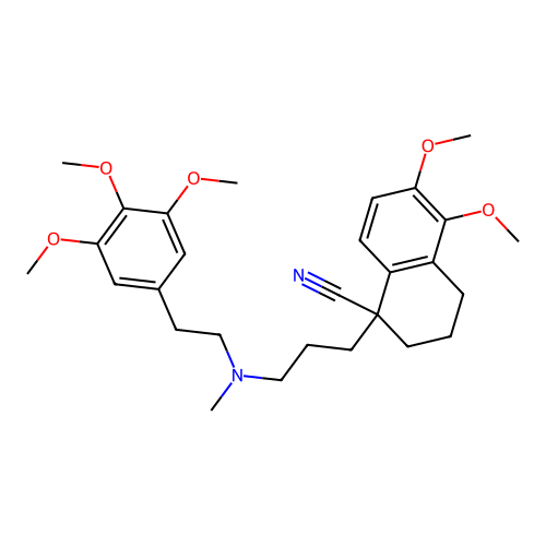 1,2,3,4-Tetrahydro-5,6-dimethoxy-1-(3-(methyl(2-(3,4,5-trimethoxyphenyl)ethyl)amino)propyl)-1-naphthalenecarbonitrile structure