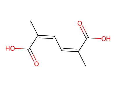 2,5-Dimethylhexa-2,4-dienedioic acid structure