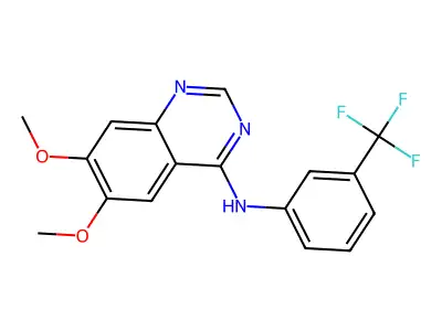 6,7-dimethoxy-N-(3-(trifluoromethyl)phenyl)quinazolin-4-amine structure
