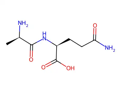 (2S)-5-amino-2-[[(2S)-2-aminopropanoyl]amino]-5-oxopentanoic acid structure