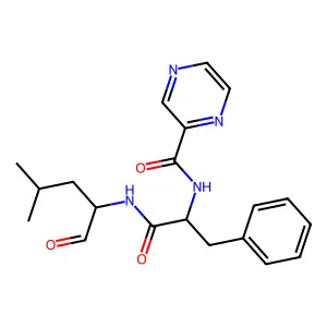 2-Pyrazinecarboxamide, N-[(1S)-2-[[(1S)-1-formyl-3-methylbutyl]amino]-2-oxo-1-(phenylmethyl)ethyl]- structure